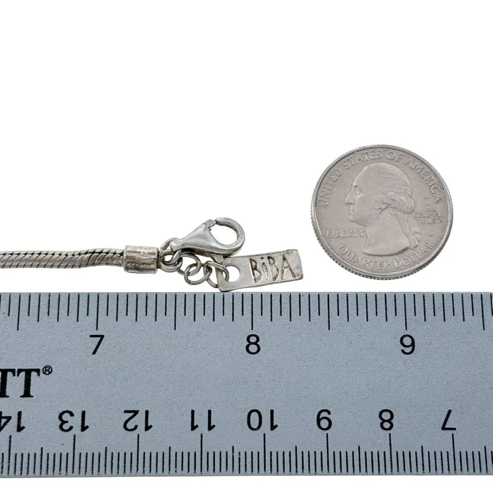 Vintage Sterling Silver 925 Snake Chain Charm Bracelet | 8